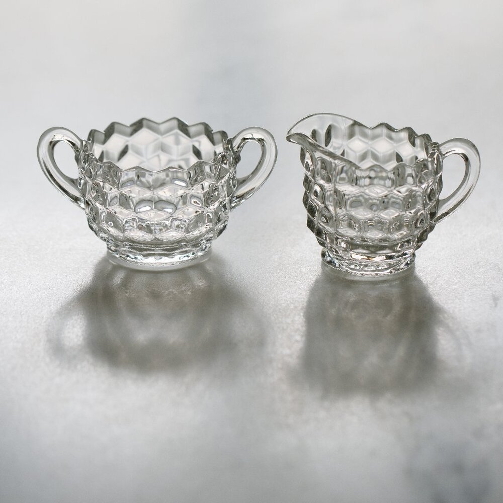 Fostoria American Medium-size Cream and Sugar